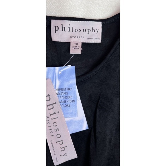 Philosophy Womens Black Faux Suede Sleeveless Dress Size 10 Retail $118‎ - Picture 6 of 9